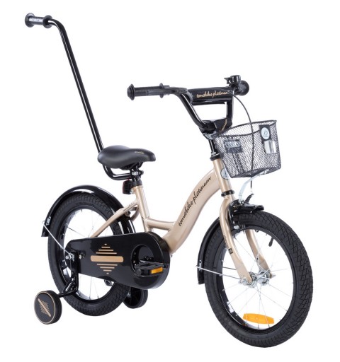 Rowerek dziecięcy 16 cali TomaBike PLATINUM z prowadnikiem | Złoty